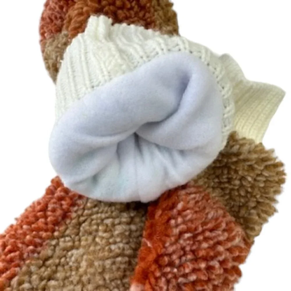 Super Cute + Cozy Plaid Sherpa Chunky Fleece Mittens, NWOT